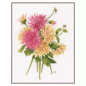 PN-0176229 Набор для вышивания LanArte 'Изящные хризантемы' 27x37см