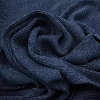 Полотно трикотажное плотное (30% шерсть, 70% акрил), 2*2, шир. 40см (126/м джинсово-голубой)