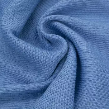 Полотно трикотажное тонкое (30% шерсть, 70% акрил), 2*2, шир. 40см (450/5 голубая регата)