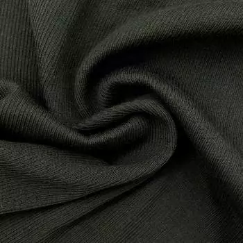 Полотно трикотажное тонкое (30% шерсть, 70% акрил), 2*2, шир. 40см (369/1 оливковый)