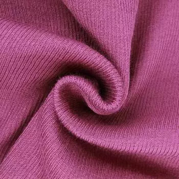 Полотно трикотажное тонкое (30% шерсть, 70% акрил), 2*2, шир. 40см (543 королевская сирень)