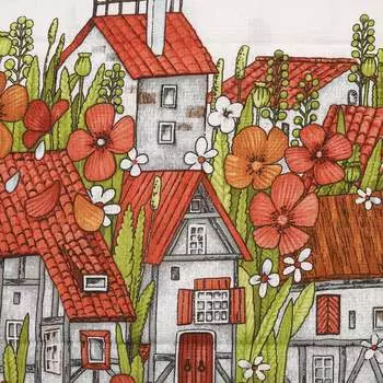 Полотно вафельное набивное арт 60 рис 29075 вид 1 'Виладже', 50*100 см, Astra&amp;Craft