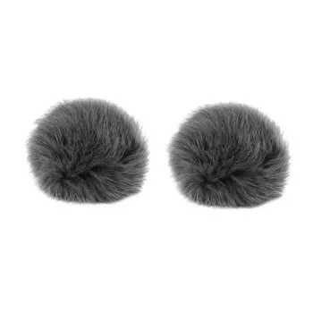 Помпон из натурального меха (кролик), d-8см, 2шт/упак (H т.серый)