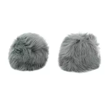 Помпон из натурального меха (кролик), d-8см, 2шт/упак (I серый)