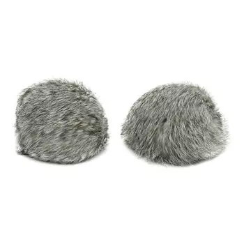 Помпон из натурального меха (кролик), d-8см, 2шт/упак (A бело-серый)