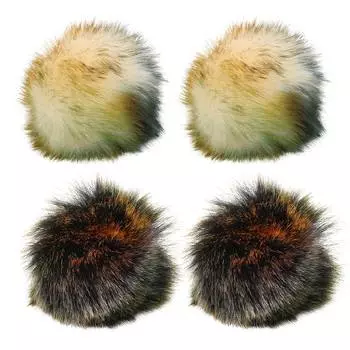 Помпоны из искусственного меха 12см, 4 шт(молочно-зеленый мультиколор 2шт, зеленый мультиколор 2шт)