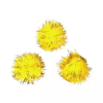 Помпоны с люрексом, 18 мм, упак./25 шт., 'Астра' (3 желтый)