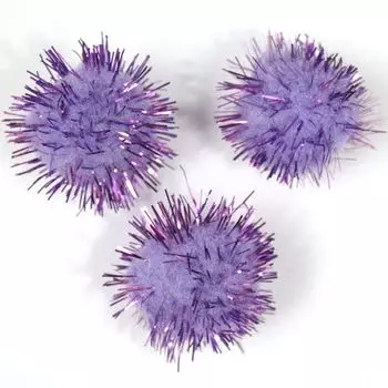 Помпоны с люрексом, 18 мм, упак./25 шт., 'Астра' (7 фиолетовый)