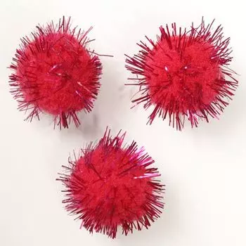 Помпоны с люрексом, 18 мм, упак./25 шт., 'Астра' (21 алый)