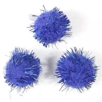 Помпоны с люрексом, 25 мм, упак./25 шт., 'Астра' (22 синий)