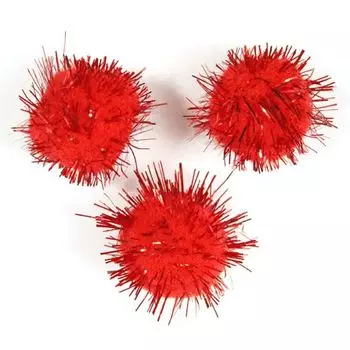 Помпоны с люрексом, 25 мм, упак./25 шт., 'Астра' (5 красный)