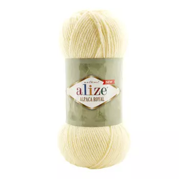 Пряжа ALIZE 'Alpaca Royal NEW' 100гр. 250м (55% акрил, 15% альпака, 30% шерсть) (1 крем)