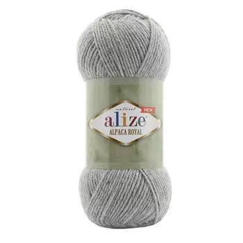 Пряжа ALIZE 'Alpaca Royal NEW' 100гр. 250м (55% акрил, 15% альпака, 30% шерсть) (21 серый меланж)