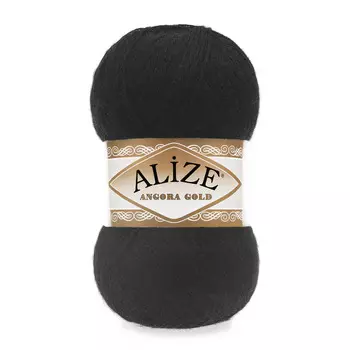 Пряжа ALIZE 'Angora Gold' 100гр. 550м (80%акр, 20%шерсть) ТУ (60 черный)