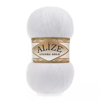 Пряжа ALIZE 'Angora Gold' 100гр. 550м (80%акр, 20%шерсть) ТУ (55 белый)
