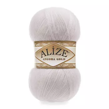 Пряжа ALIZE 'Angora Gold' 100гр. 550м (80%акр, 20%шерсть) ТУ (168 белая зима)
