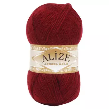 Пряжа ALIZE 'Angora Gold' 100гр. 550м (80%акр, 20%шерсть) ТУ (57 бордовый)