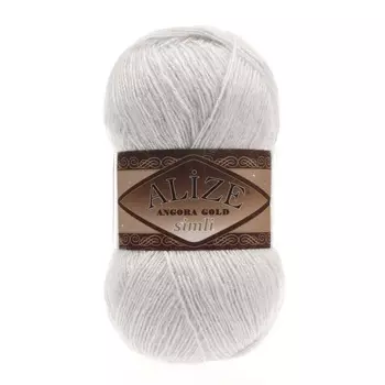 Пряжа Alize 'Angora Gold Simli' 100гр. 500м. (20% шерсть, 5% металлик, 75% акрил) (599 слоновая кость)