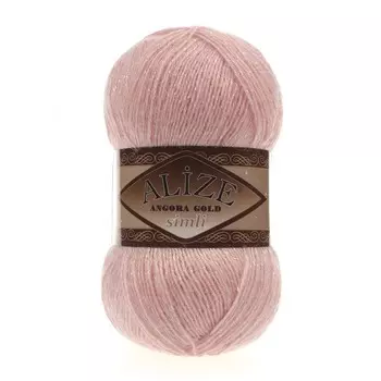 Пряжа Alize 'Angora Gold Simli' 100гр. 500м. (20% шерсть, 5% металлик, 75% акрил) (363 светло-розовый)