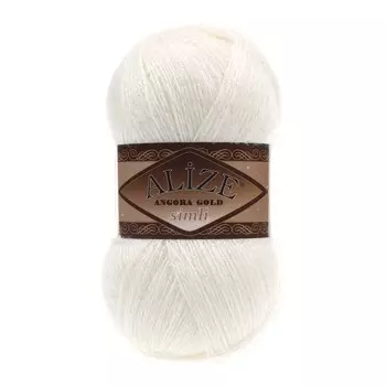 Пряжа Alize 'Angora Gold Simli' 100гр. 500м. (20% шерсть, 5% металлик, 75% акрил) (62 молочный)