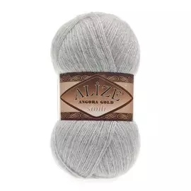 Пряжа Alize 'Angora Gold Simli' 100гр. 500м. (20% шерсть, 5% металлик, 75% акрил) (21 светло-серый)