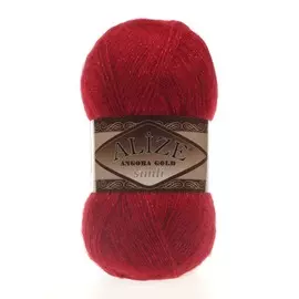 Пряжа Alize 'Angora Gold Simli' 100гр. 500м. (20% шерсть, 5% металлик, 75% акрил) (106 красный)