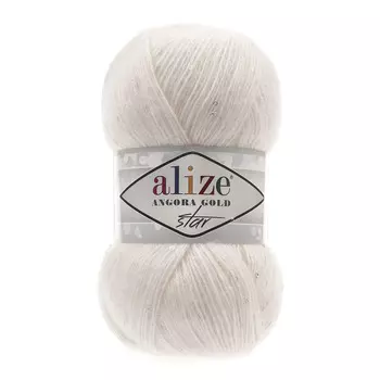 Пряжа ALIZE 'Angora Gold Star' 100гр., 410м. (17%шерсть, 11%п/э, 67% акрил, 5% паетки) ТУ (67 молочно-бежевый)