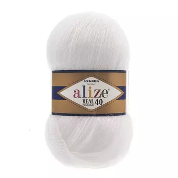 Пряжа ALIZE 'Angora real 40' 100 гр. 480м (40% шерсть, 60% акрил) (55 белый)