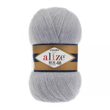 Пряжа ALIZE 'Angora real 40' 100 гр. 430м (40% шерсть, 60% акрил) (21 серый)