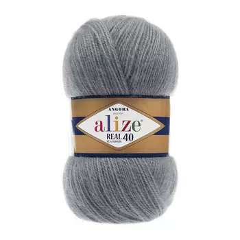 Пряжа ALIZE 'Angora real 40' 100 гр. 430м (40% шерсть, 60% акрил) (87 средне-серый)