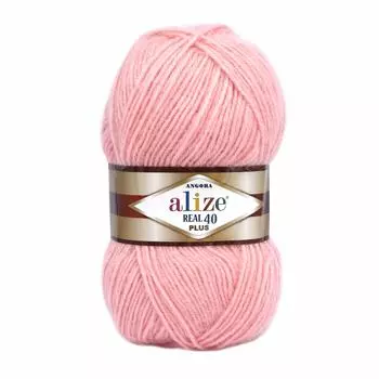 Пряжа Alize 'Angora Real 40 Plus' 100гр. 225м. (40% шерсть, 60% акрил) (363 нежная роза)