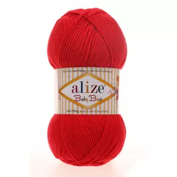 Пряжа Alize 'Baby Best' 100г 240м (10% бамбук, 90% акрил) с эффектом АНТИПИЛЛИНГ (56 красный)