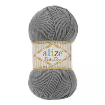 Пряжа Alize 'Baby Best' 100г 240м (10% бамбук, 90% акрил) с эффектом АНТИПИЛЛИНГ (344 серый)