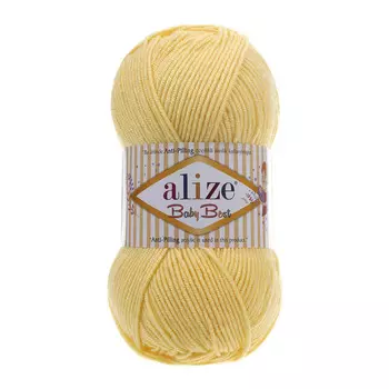 Пряжа Alize 'Baby Best' 100г 240м (10% бамбук, 90% акрил) с эффектом АНТИПИЛЛИНГ (250 светлый лимон)