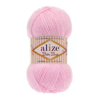 Пряжа Alize 'Baby Best' 100г 240м (10% бамбук, 90% акрил) с эффектом АНТИПИЛЛИНГ (185 светло-розовый)