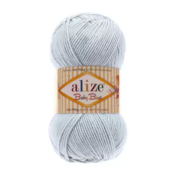 Пряжа Alize 'Baby Best' 100г 240м (10% бамбук, 90% акрил) с эффектом АНТИПИЛЛИНГ (224 светло серый)