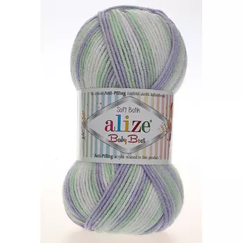 Пряжа Alize 'Baby Best Batik' 100г 240м (10% бамбук, 90% акрил) с эффектом АНТИПИЛЛИНГ (6667 секционный)