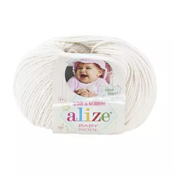 Пряжа ALIZE 'Baby wool' 50гр. 175м. (20%бамбук, 40%шерсть, 40%акрил)ТУ (62 молочный)