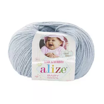 Пряжа ALIZE 'Baby wool' 50гр. 175м. (20%бамбук, 40%шерсть, 40%акрил)ТУ (224 голубой лед)