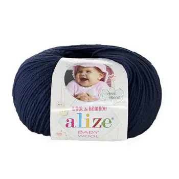 Пряжа ALIZE 'Baby wool' 50гр. 175м. (20%бамбук, 40%шерсть, 40%акрил)ТУ (58 темно-синий)