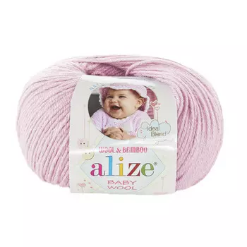 Пряжа ALIZE 'Baby wool' 50гр. 175м. (20%бамбук, 40%шерсть, 40%акрил)ТУ (184 св.-розовый)