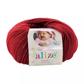 Пряжа ALIZE 'Baby wool' 50гр. 175м. (20%бамбук, 40%шерсть, 40%акрил)ТУ (106 темно-красный)