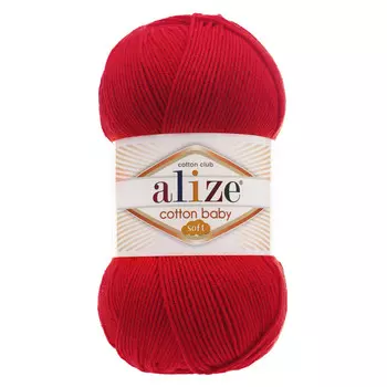Пряжа ALIZE 'COTTON BABY SOFT ' 100гр. 270м (50% Xлопок - 50% Aкрил) (56 красный)