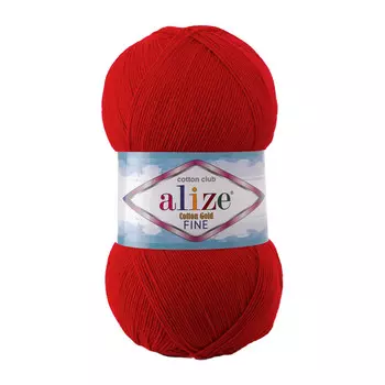 Пряжа ALIZE 'COTTON GOLD FINE ' 100гр. 660м (55% Xлопок - 45% Aкрил) (56 красный)