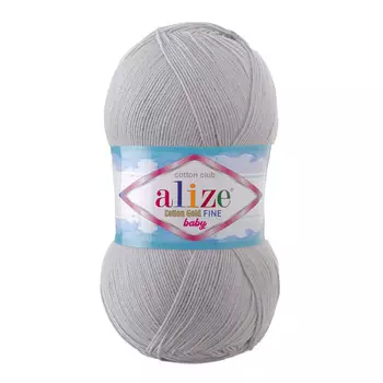 Пряжа ALIZE 'Cotton Gold Fine Baby' 100гр, 470м (55%хлопок, 45%акрил) (200 светло-серый)