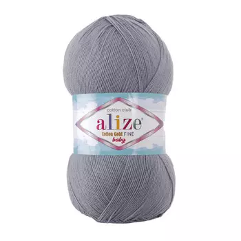 Пряжа ALIZE 'Cotton Gold Fine Baby' 100гр, 470м (55%хлопок, 45%акрил) (87 угольный серый)