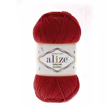 Пряжа Alize 'Cotton Gold Hobby' 50г 165м (55% хлопок, 45% акрил) (56 красный)