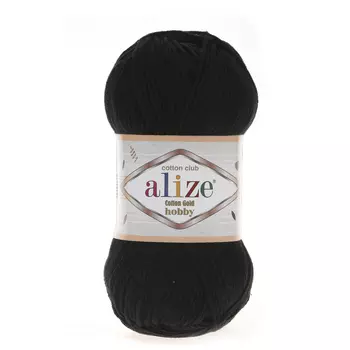 Пряжа Alize 'Cotton Gold Hobby' 50г 165м (55% хлопок, 45% акрил) (60 черный)