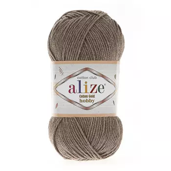 Пряжа Alize 'Cotton Gold Hobby' 50г 165м (55% хлопок, 45% акрил) (688 кофе с молоком меланж)