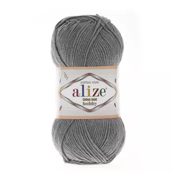 Пряжа Alize 'Cotton Gold Hobby' 50г 165м (55% хлопок, 45% акрил) (87 угольный серый)